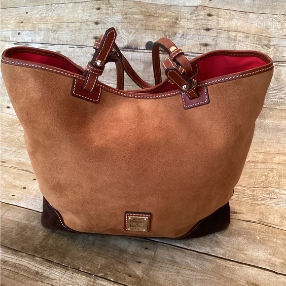 Dooney & Bourke Handbags - Dooney & Bourke Brown Suede Leather Hobo Bag